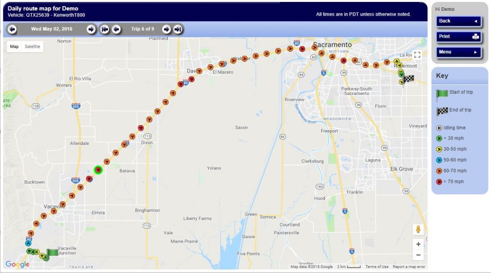Speed report map