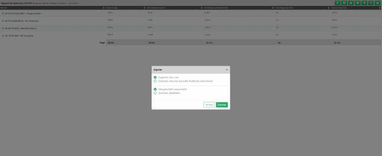 Système de géolocalisation de véhicules Quartix : il est désormais possible de choisir le format des rapports de trajets lors de l’export au format Excel