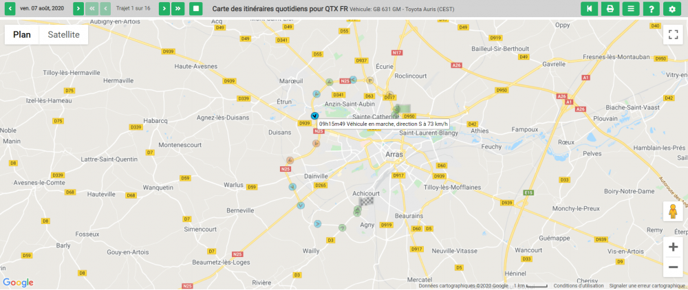 Géolocalisation de véhicules Quartix : mise à jour de la carte des itinéraires quotidiens