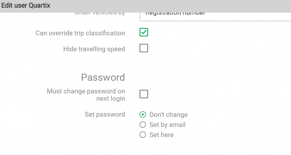 Edit user password changes