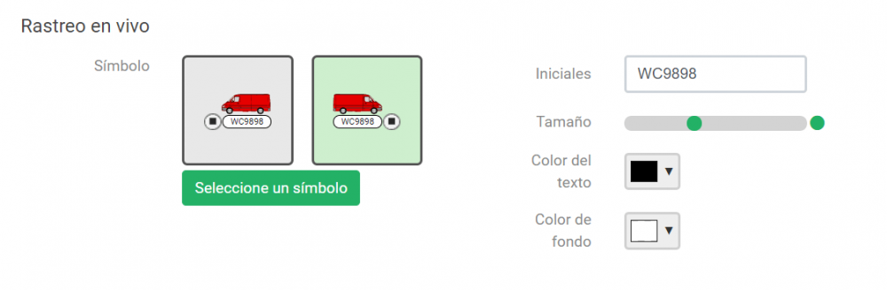 Personalización de iconos de seguimiento en tiempo real