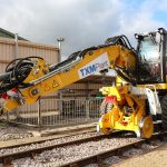 TXM Plant Hire vehicle working on railway