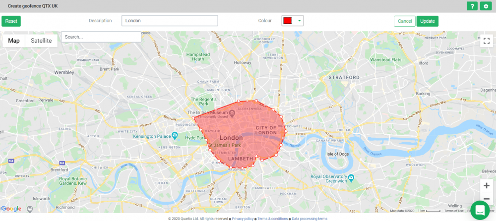 Quartix geofencing drawing tool