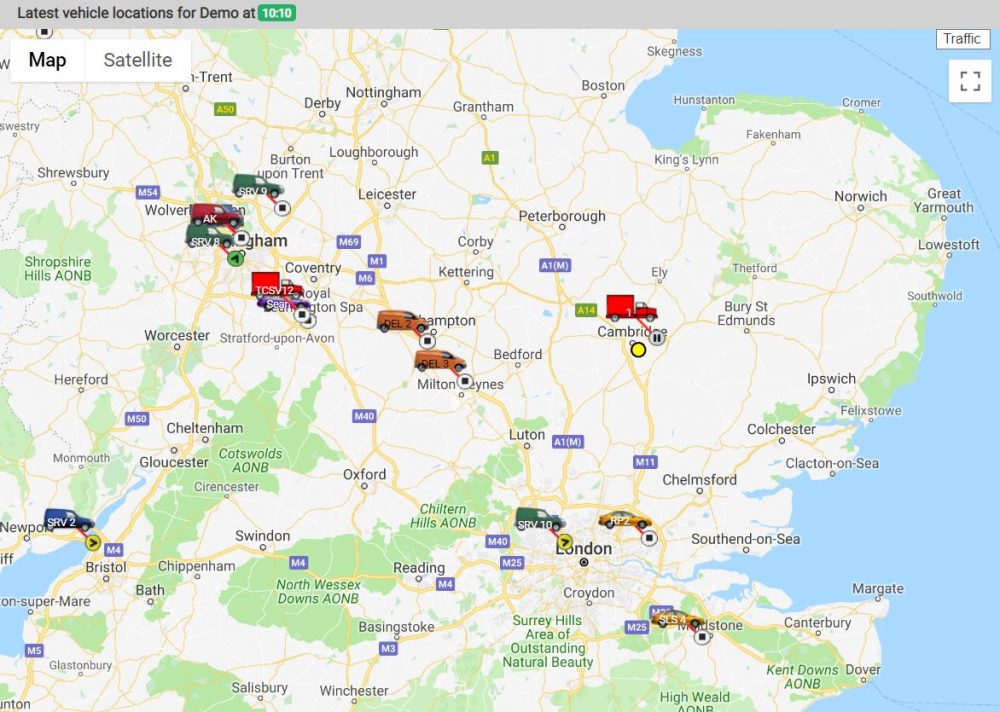 Vehicle tracking screen Quartix system 