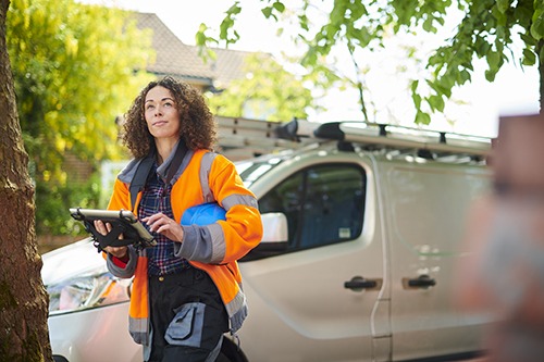 vehicle tracking van driver at work