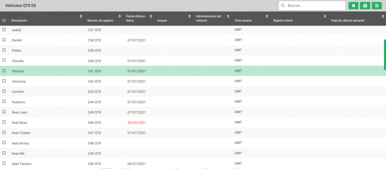 Actualizado:  Configuración del vehículo – Última fecha reportada