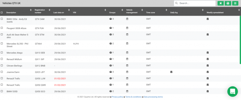 Update: Vehicle configurations – Last date reported