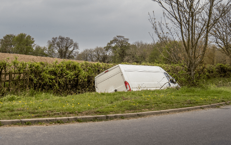 Crashed van: Speed safety and driver risk