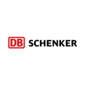 DB Schenker logo with "DB" in white letters inside a red rectangle and "SCHENKER" in black, bold, uppercase text to the right on a white background.