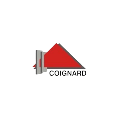 Red triangular logo with a gray and white door-like structure on the left and the word "COIGNARD" in black capital letters beneath.