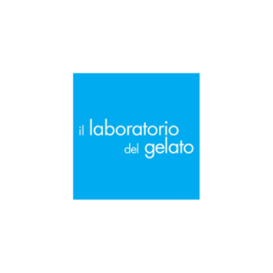 Blue square logo with white text that reads