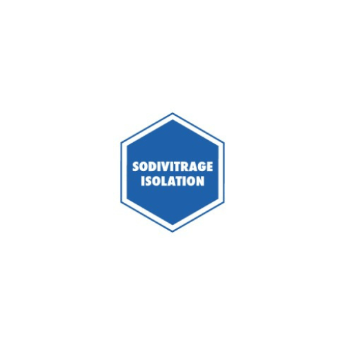 A blue hexagon with the text "SODIVITRAGE ISOLATION" in white, centered on a white background with a green border.