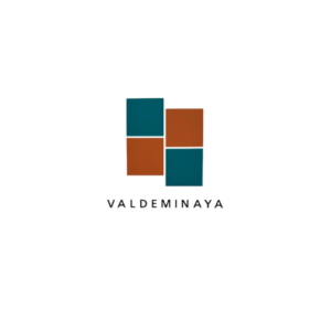 Logo with four squares, two teal and two orange, arranged in a grid above the text