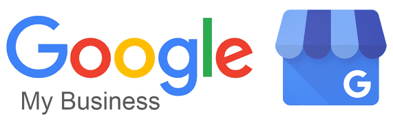 Google My Business logo featuring the Google text logo and a blue storefront icon with a 'G' on it.