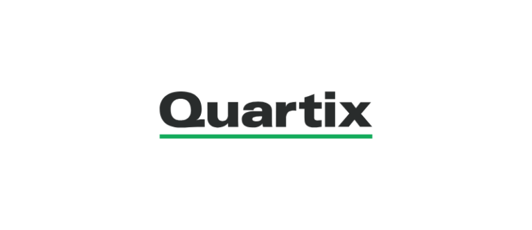 The word "Quartix" is written in bold black letters with a green horizontal line underneath on a white background.