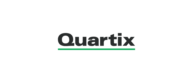 The word "Quartix" is written in bold black letters with a green horizontal line underneath on a white background.