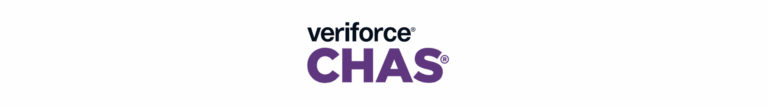 Veriforce CHAS logo with "veriforce" in black text above and "CHAS" in large purple letters on a light gray background.