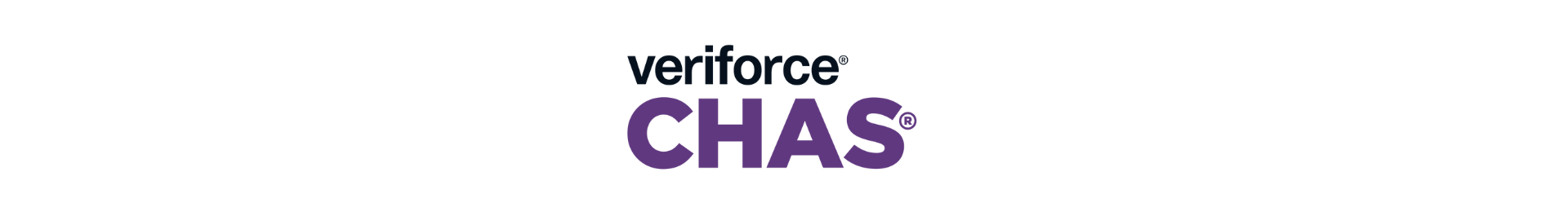Veriforce CHAS logo with "veriforce" in black text above and "CHAS" in large purple letters on a light gray background.