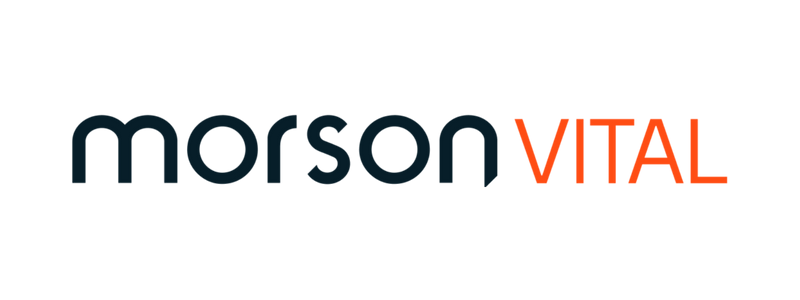 Morson VITAL logo featuring the word "morson" in black and "VITAL" in orange on a light grey background.