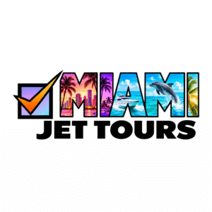 Miami Jet Tours logo with a checkmark box to the left and “MIAMI” filled with tropical city and ocean imagery for GPS fleet tracking.