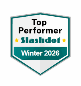 Slashdot Top Performer Winter 2026 badge for construction fleet tracking.
